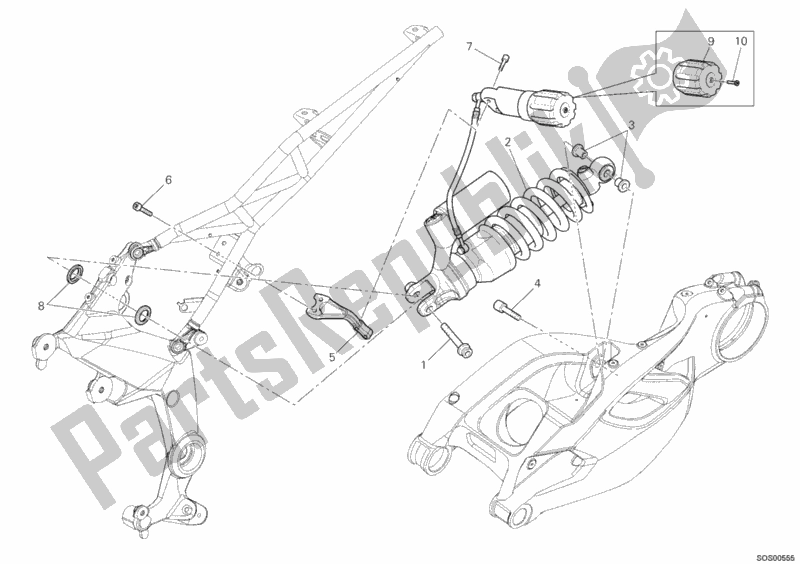 Todas las partes para Amortiguador Trasero de Ducati Multistrada 1200 ABS USA 2013
